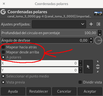 Gimp: coordenadas polares polares